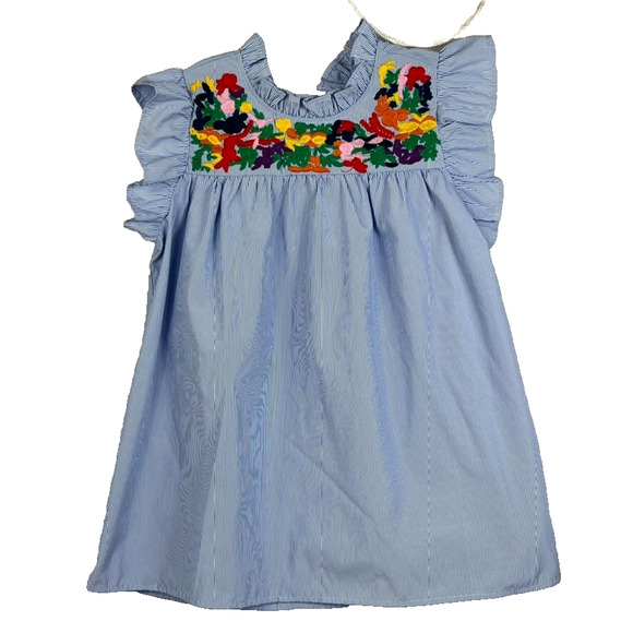 Jodifl Blouse Womens Size M Embroidered Floral Design Flutter Sleeve And Collar - Picture 1 of 8